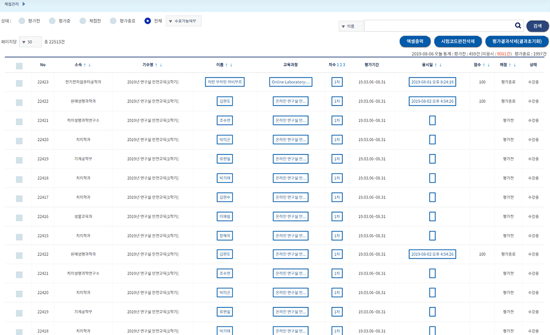 평가체점관리